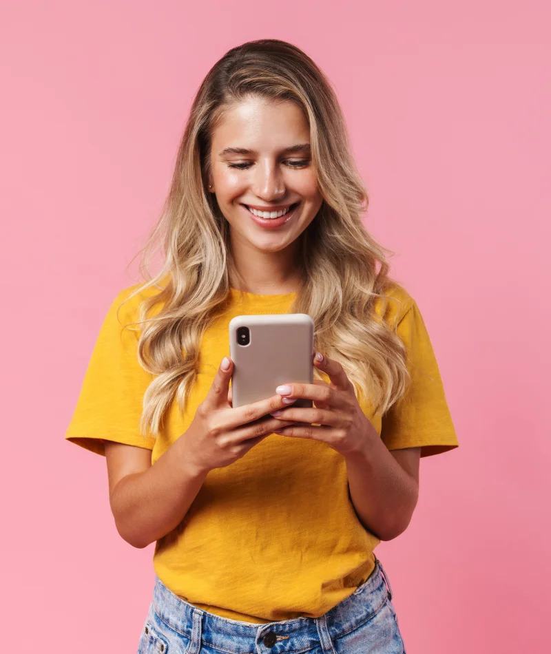 person using app